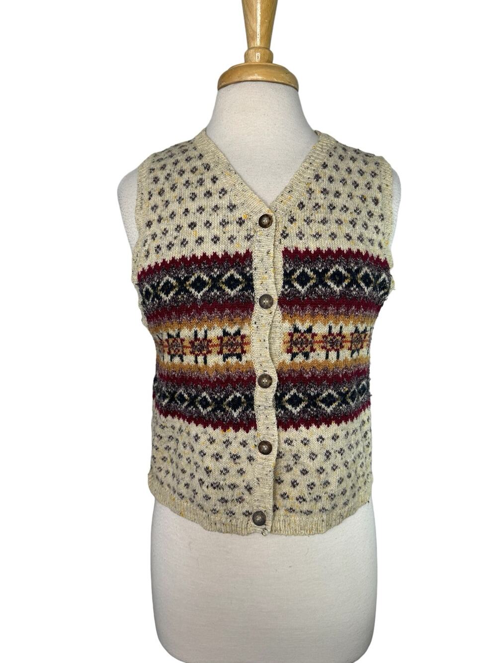 SHAVER LAKE Western Knit Sweater Vest Size XS/S Womens Purple Beige Orange